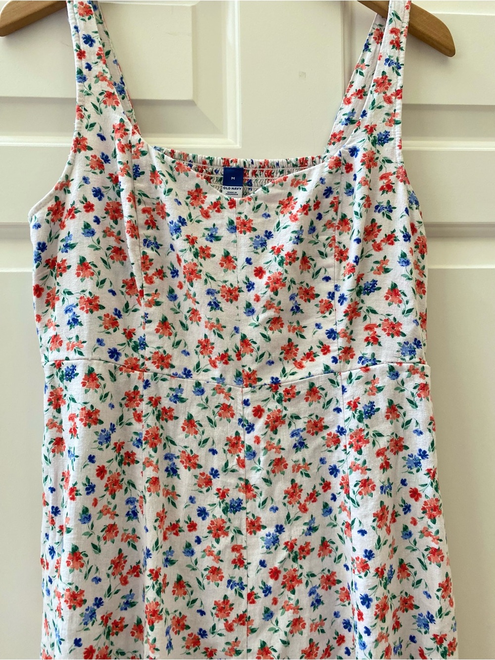 Old Navy Dress Floral Linen Blend Midi Dress Medium Garden Party Dress - Picture 2 of 10